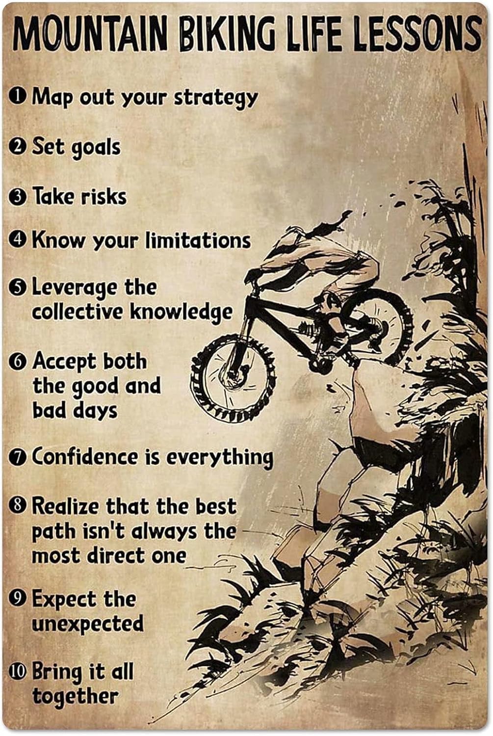 Mountain Biking Lessons - Placas de Metal Decorativas para Ambientes